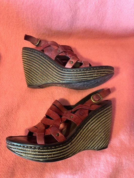 Born high wedge sandals - rich garnet red - Picture 3 of 5